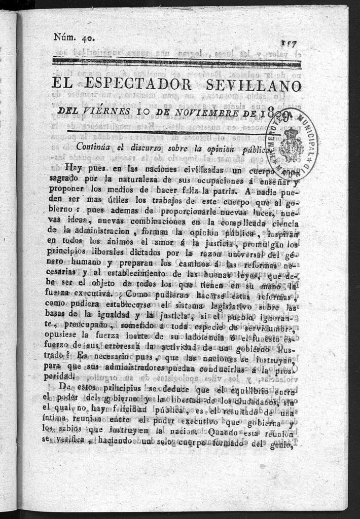 Miniatura de El Espectador Sevillano del viernes 10 de Noviembre de 1809