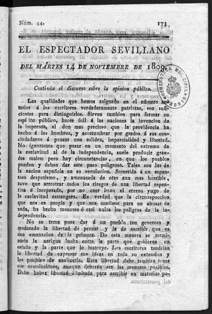 Miniatura de El Espectador Sevillano del martes 14 de Noviembre de 1809