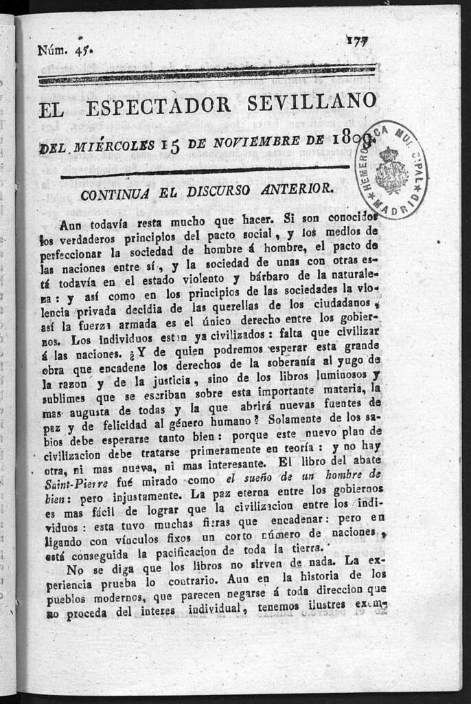 Miniatura de El Espectador Sevillano del miércoles 15 de Noviembre de 1809
