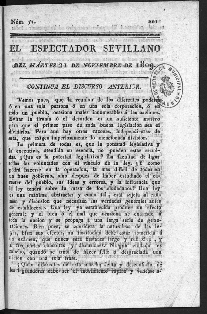 Miniatura de El Espectador Sevillano del martes 21 de Noviembre de 1809