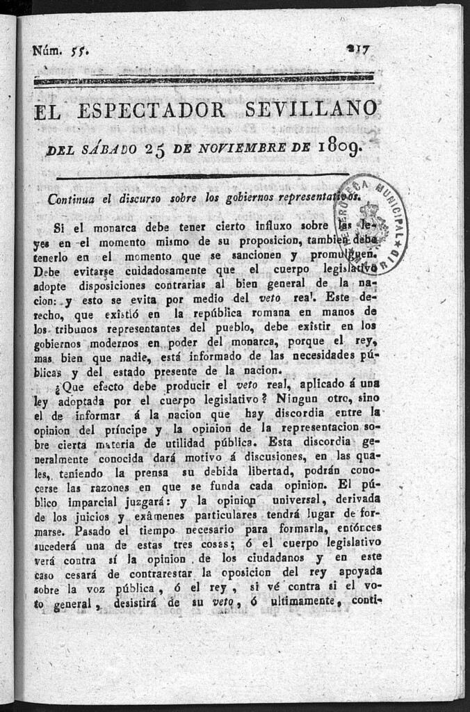 Miniatura de El Espectador Sevillano del sábado 25 de Noviembre de 1809