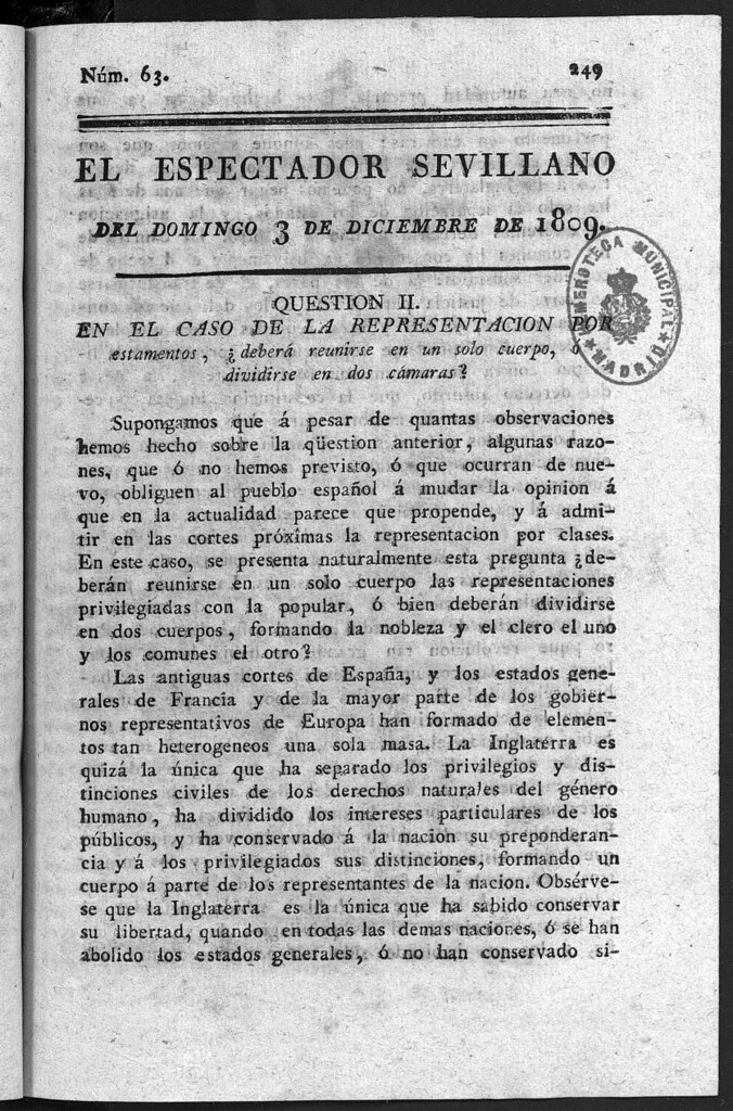 Miniatura de El Espectador Sevillano del domingo 3 de Diciembre de 1809