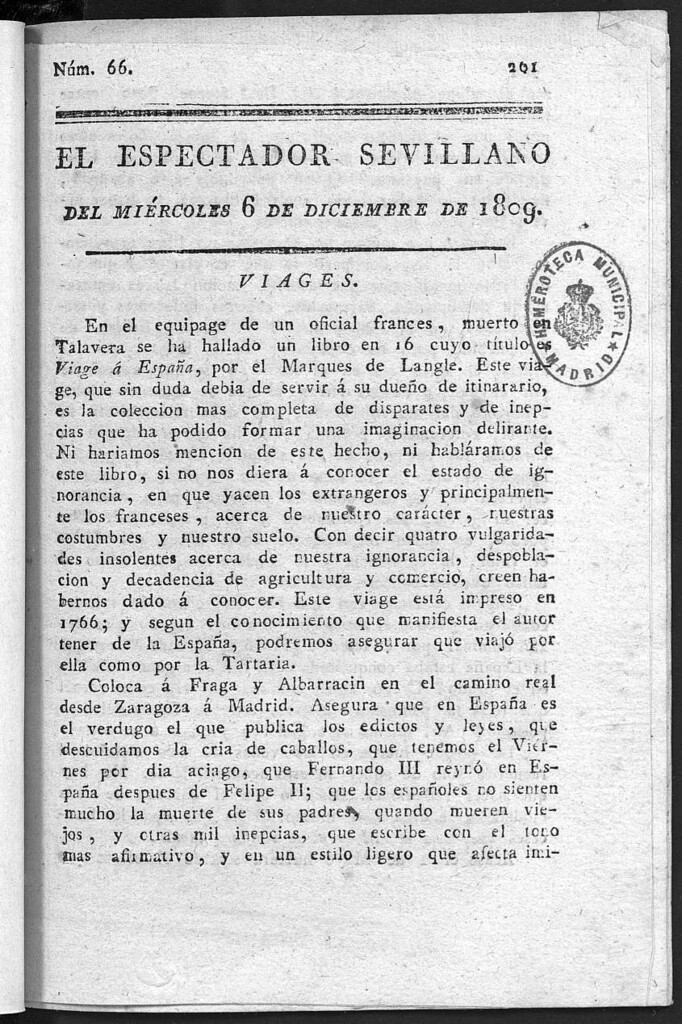 Miniatura de El Espectador Sevillano del miércoles 6 de Diciembre de 1809