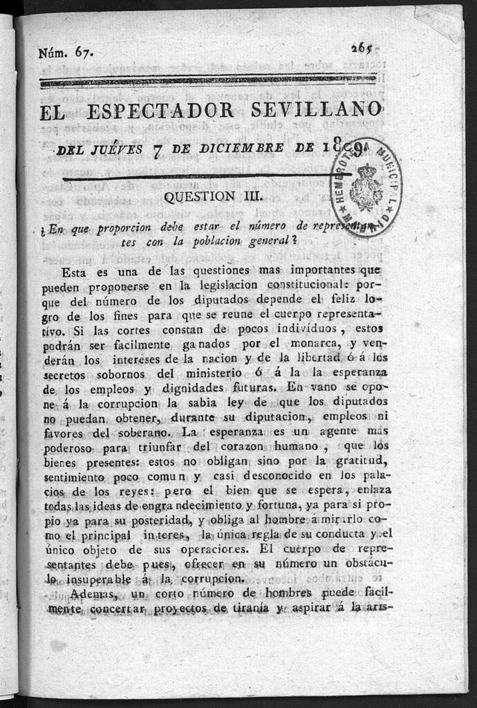 Miniatura de El Espectador Sevillano del jueves 7 de Diciembre de 1809