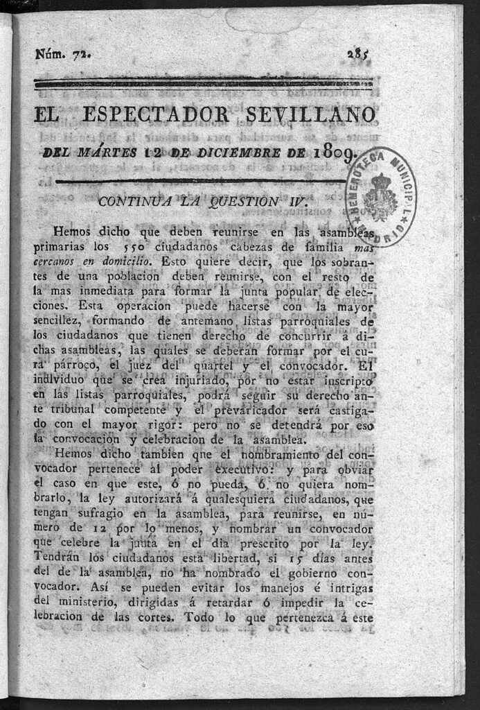Miniatura de El Espectador Sevillano del martes 12 de Diciembre de 1809