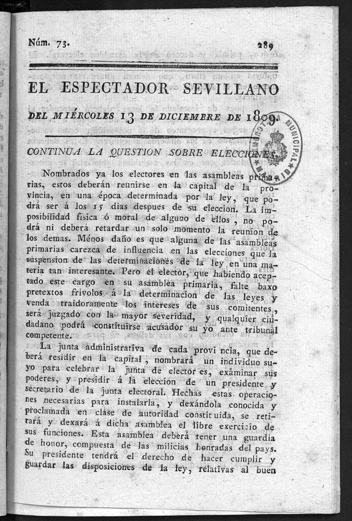 Miniatura de El Espectador Sevillano del miércoles 13 de Diciembre de 1809