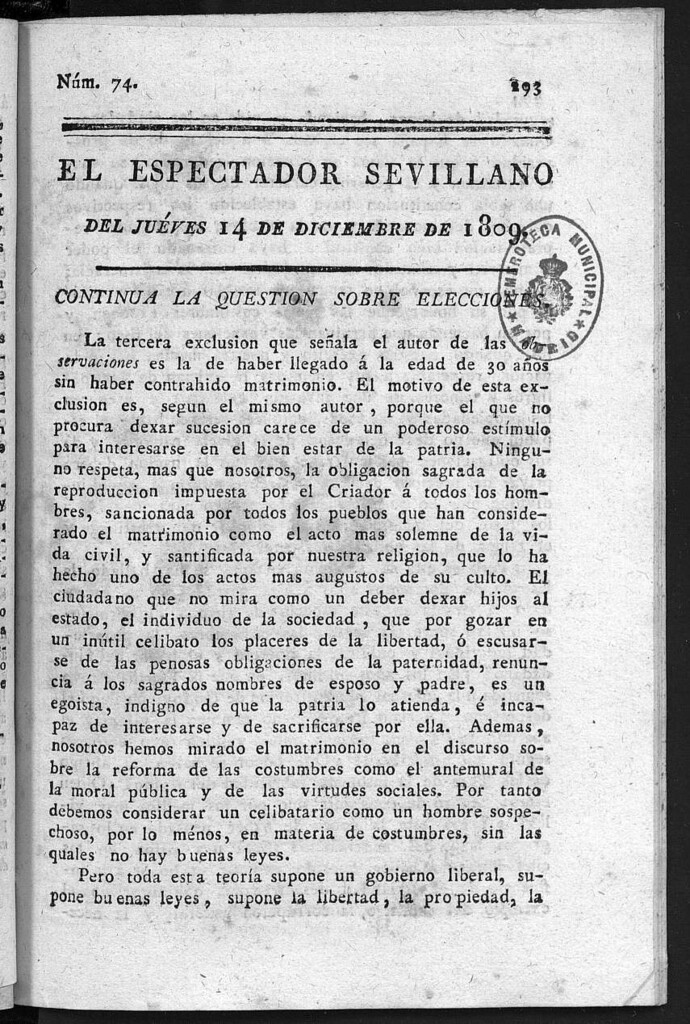 Miniatura de El Espectador Sevillano del jueves 14 de Diciembre de 1809