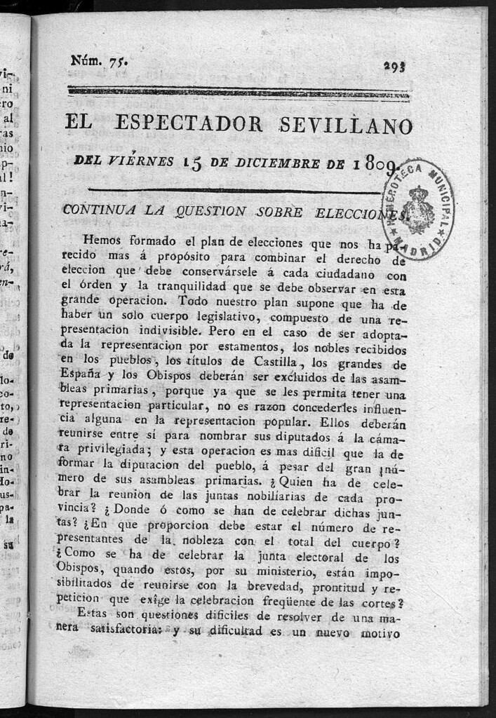 Miniatura de El Espectador Sevillano del viernes 15 de Diciembre de 1809