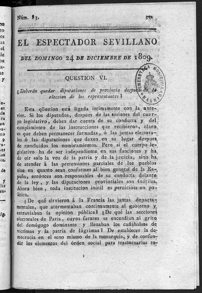 Miniatura de El Espectador Sevillano del domingo 24 de Diciembre de 1809