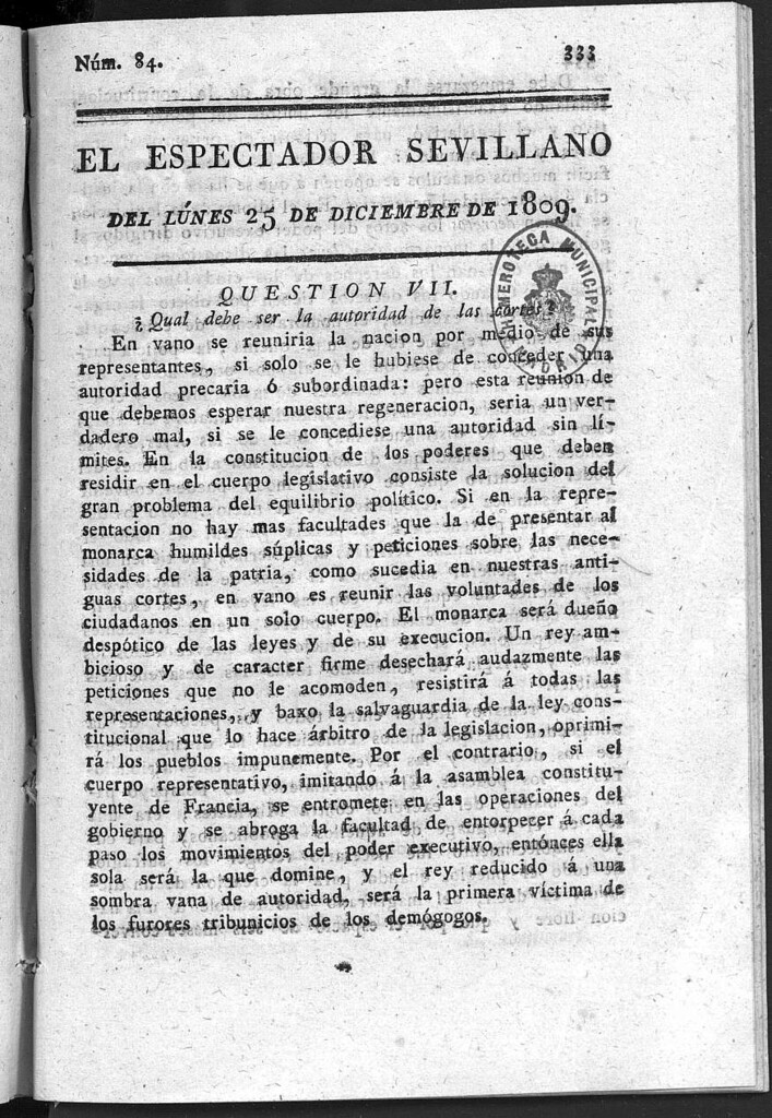 Miniatura de El Espectador Sevillano del lunes 25 de Diciembre de 1809