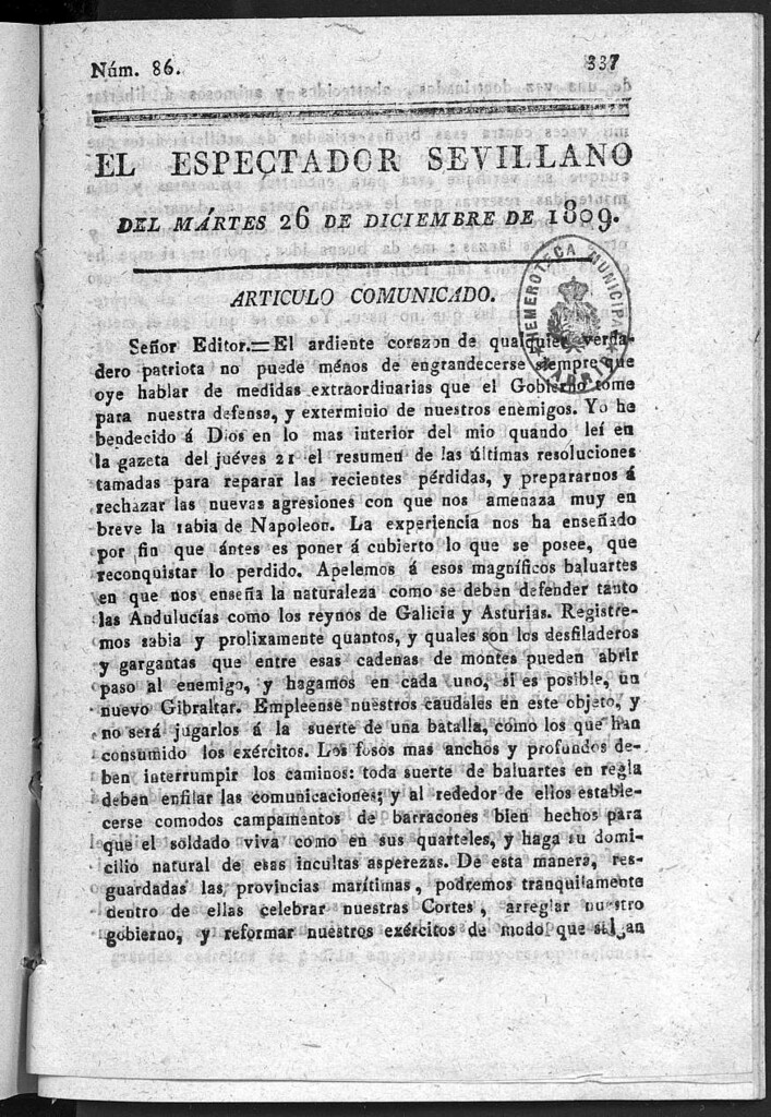 Miniatura de El Espectador Sevillano del martes 26 de Diciembre de 1809