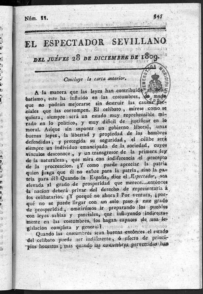 Miniatura de El Espectador Sevillano del jueves 28 de Diciembre de 1809