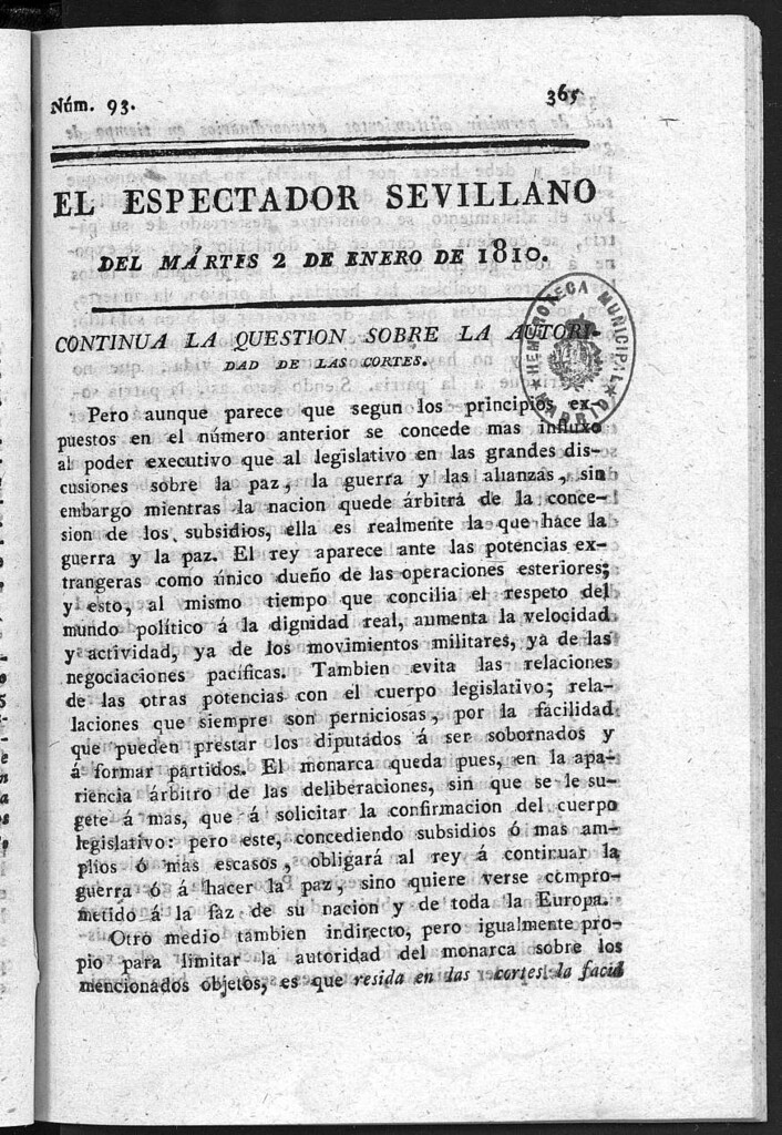 Miniatura de El Espectador Sevillano del martes 2 de Enero de 1810