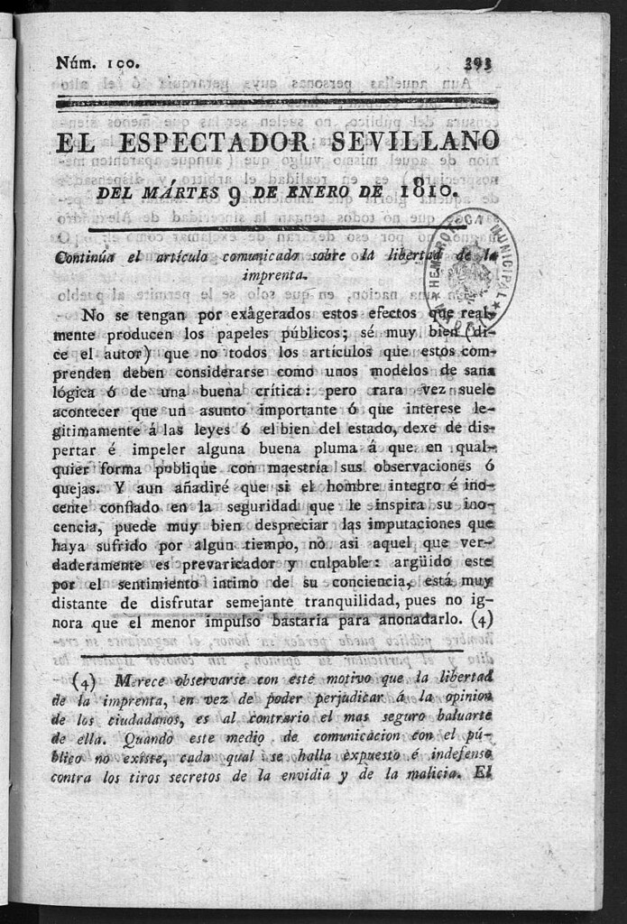 Miniatura de El Espectador Sevillano del martes 9 de Enero de 1810