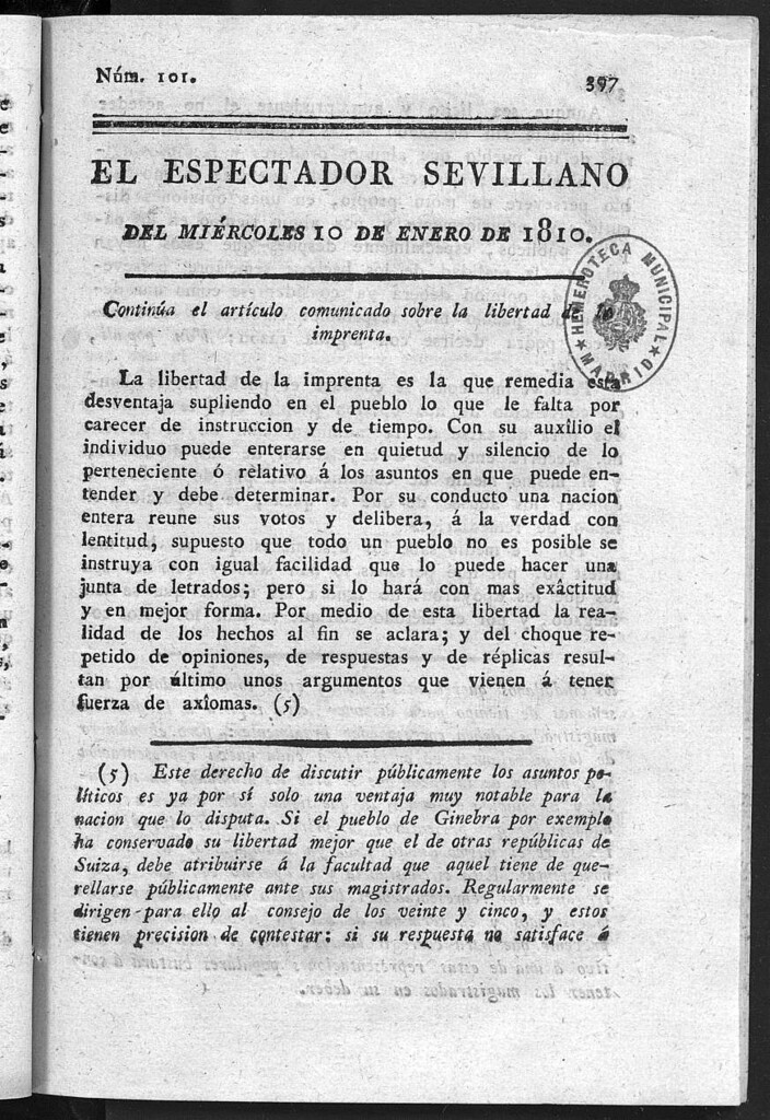 Miniatura de El Espectador Sevillano del miércoles 10 de Enero de 1810