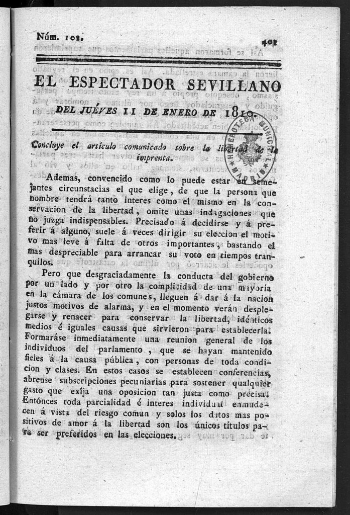 Miniatura de El Espectador Sevillano del jueves 11 de Enero de 1810