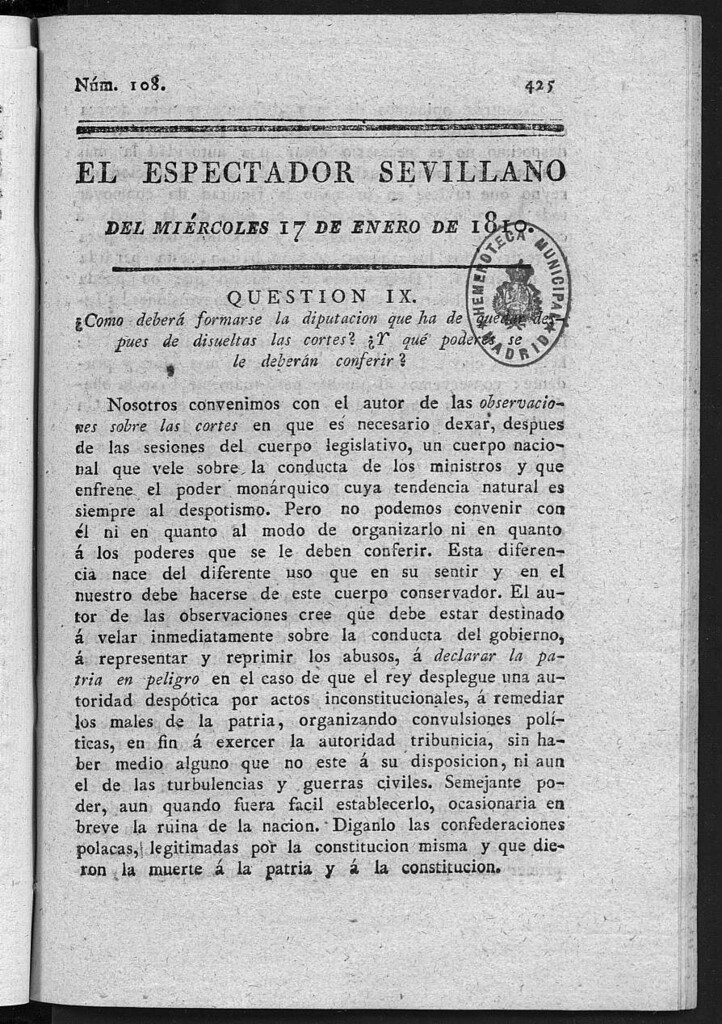 Miniatura de El Espectador Sevillano del miércoles 17 de Enero de 1810