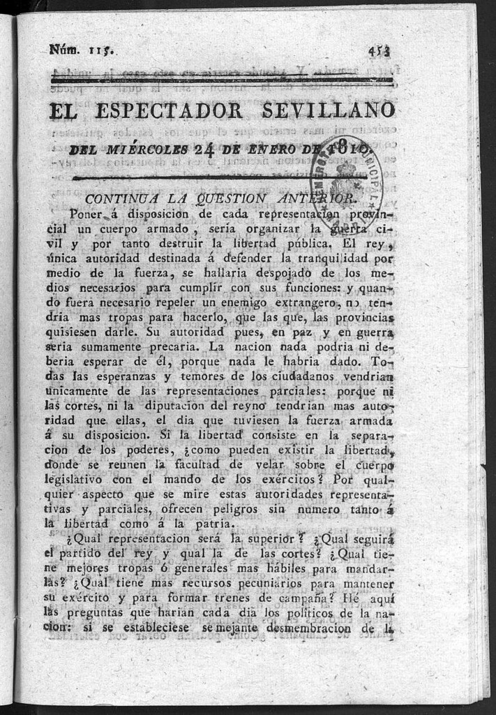 Miniatura de El Espectador Sevillano del miércoles 24 de Enero de 1810
