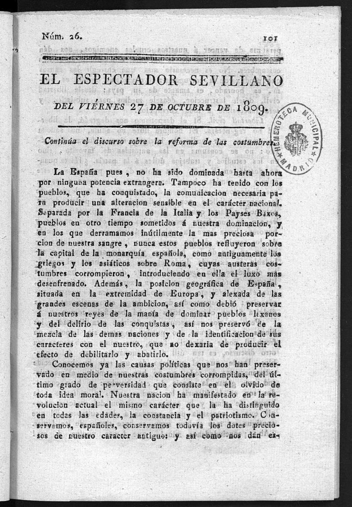 Miniatura de El Espectador Sevillano del viernes 27 de Octubre de 1809