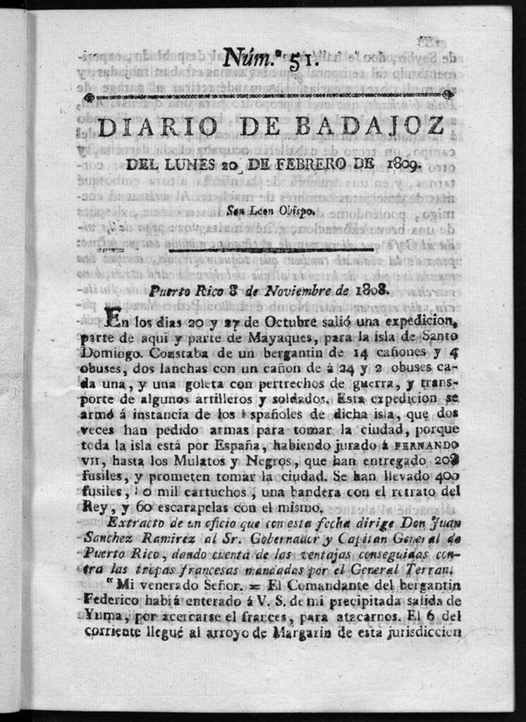 Miniatura de Diario de Badajoz del lunes 20 de Febrero de 1809