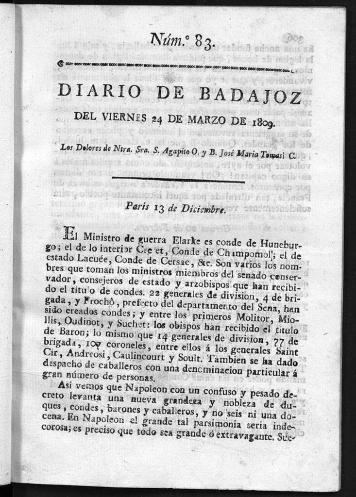 Miniatura de Diario de Badajoz del viernes 24 de Marzo de 1809