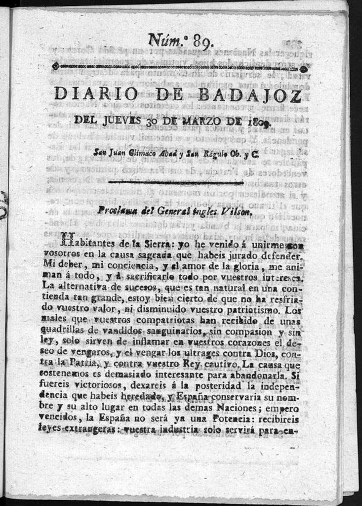 Miniatura de Diario de Badajoz del jueves 30 de Marzo de 1809