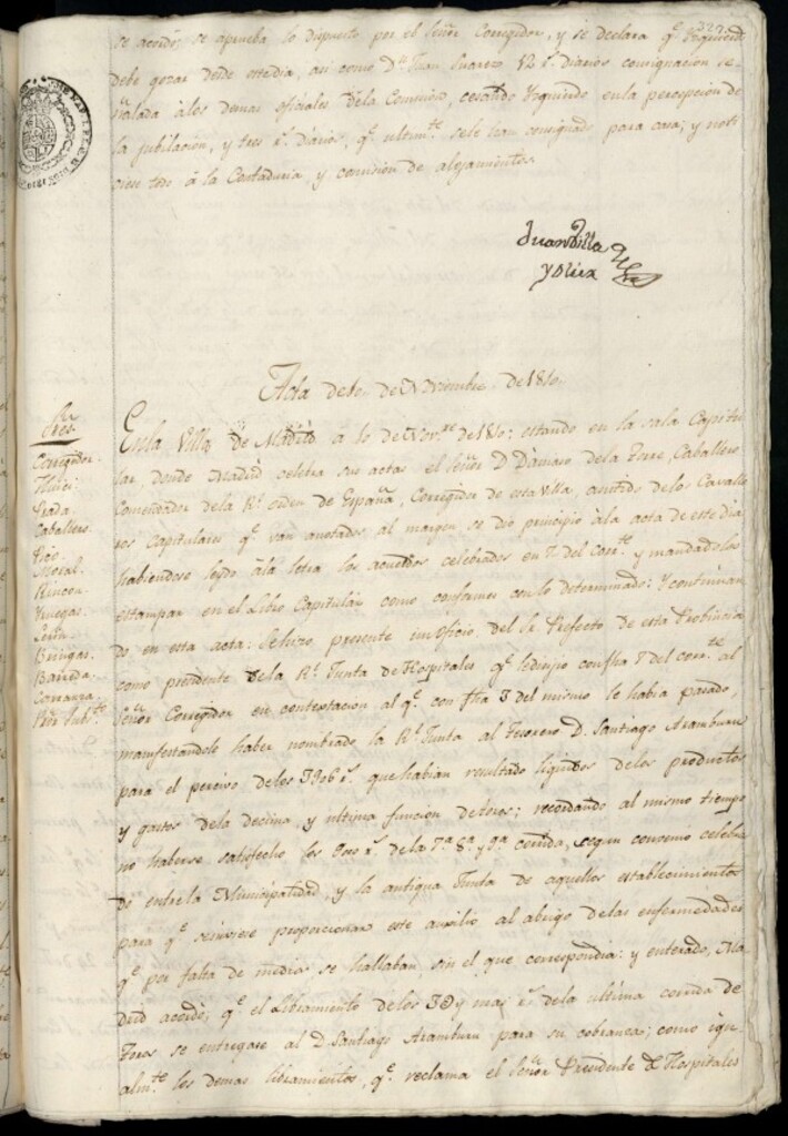 Miniatura de Libro de Acuerdos del Ayuntamiento de Madrid del 10 de noviembre de 1810