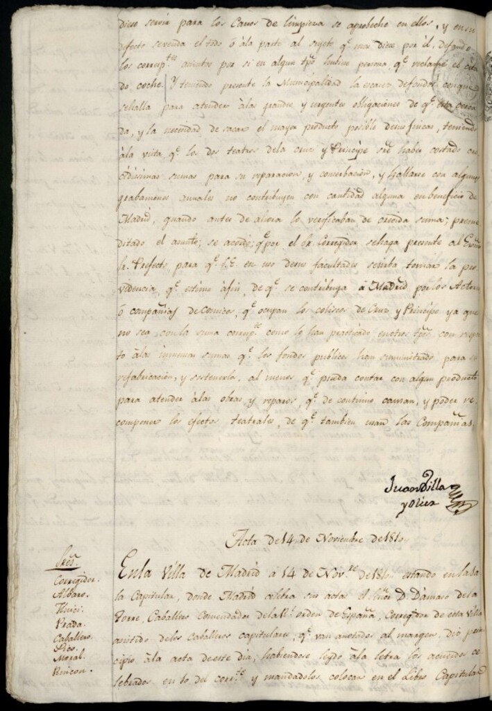 Miniatura de Libro de Acuerdos del Ayuntamiento de Madrid del 14 de noviembre de 1810