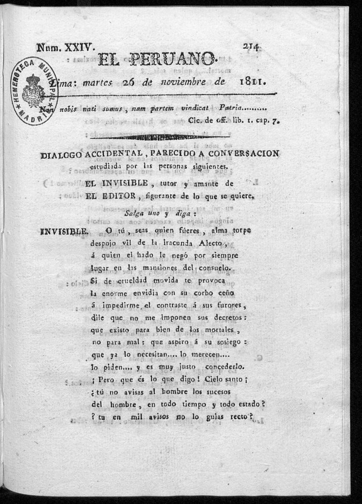 Miniatura de El Peruano. Lima: martes 26 de noviembre de 1811