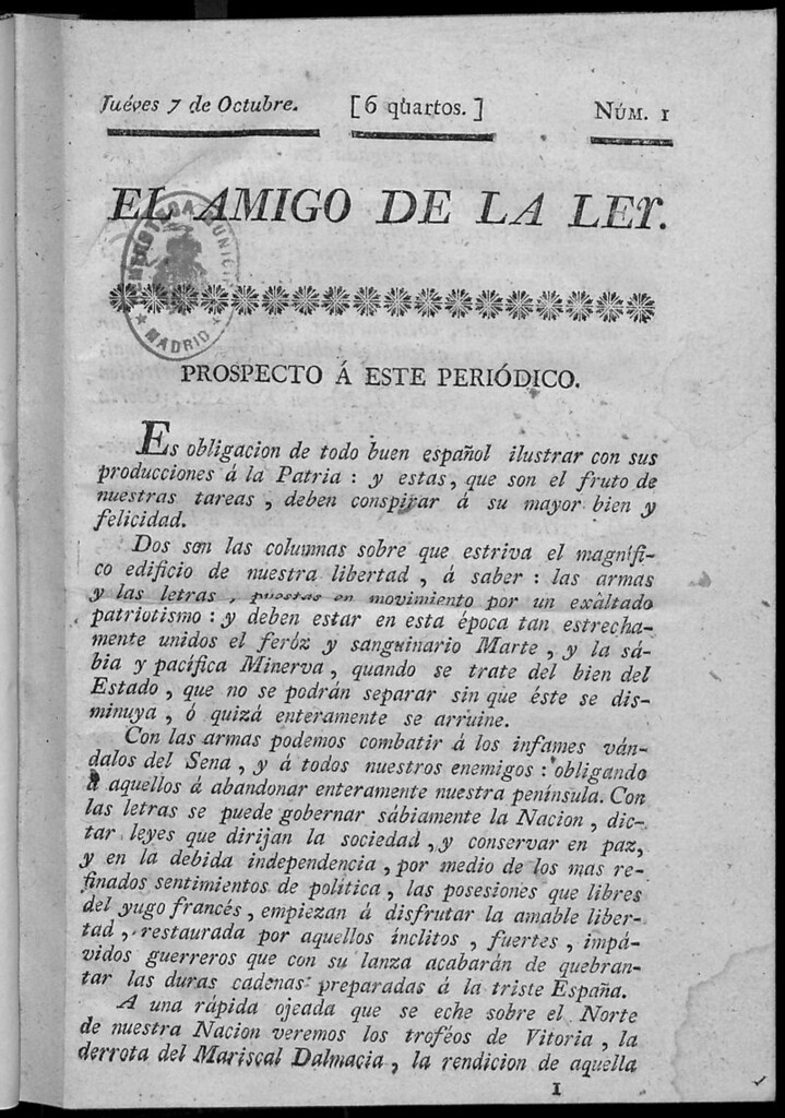 Miniatura de El Amigo de la Ley del jueves 7 de octubre de 1813