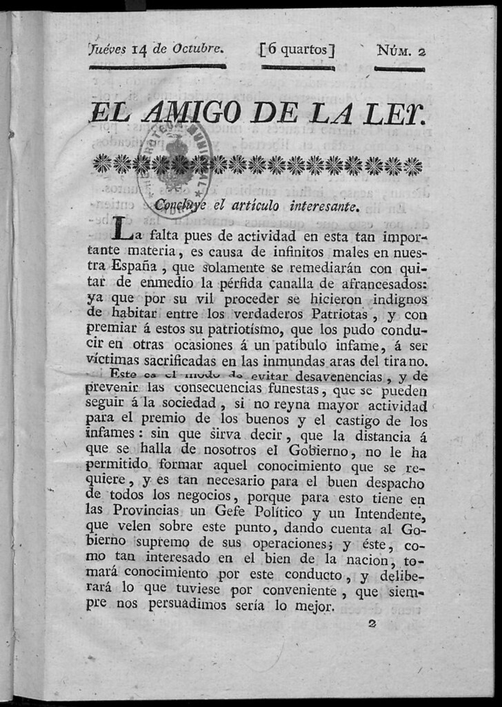 Miniatura de El Amigo de la Ley del jueves 14 de octubre de 1813