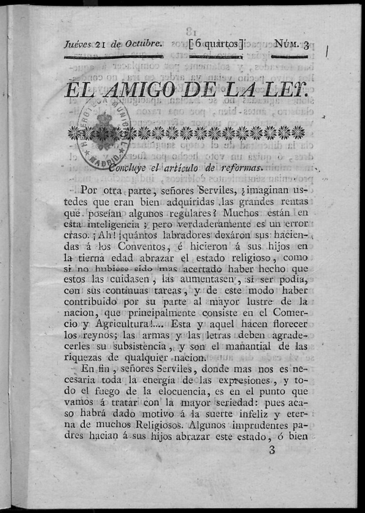 Miniatura de El Amigo de la Ley del jueves 21 de octubre de 1813