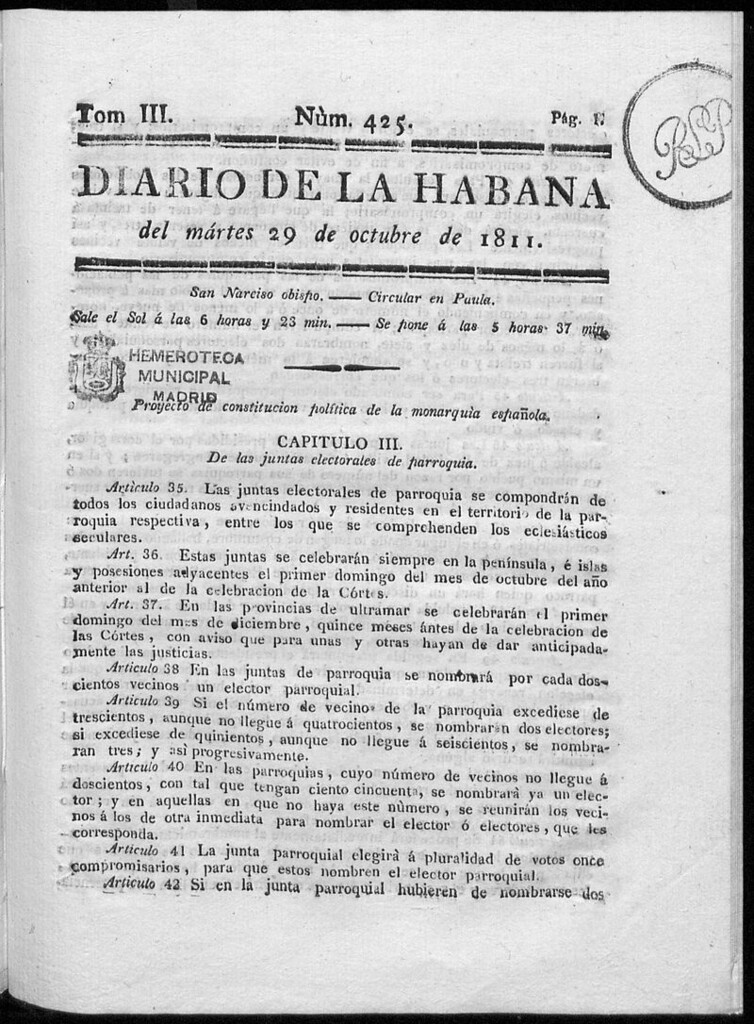 Miniatura de Diario de la Habana del miércoles 30 de octubre de 1811