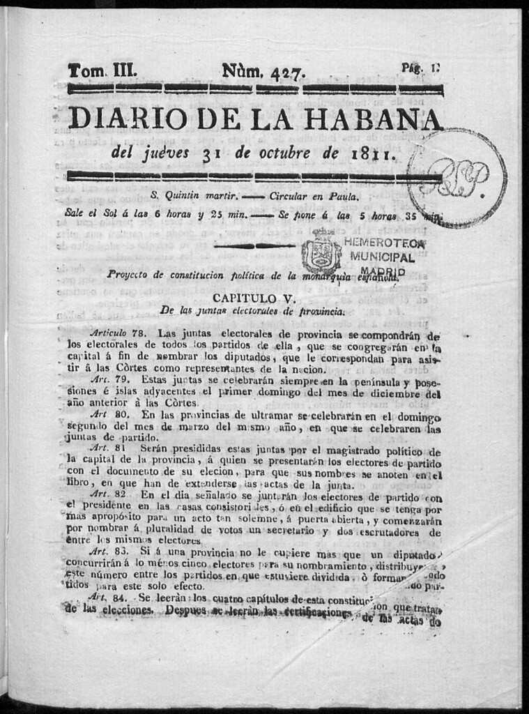 Miniatura de Diario de la Habana del jueves 31 de octubre de 1811
