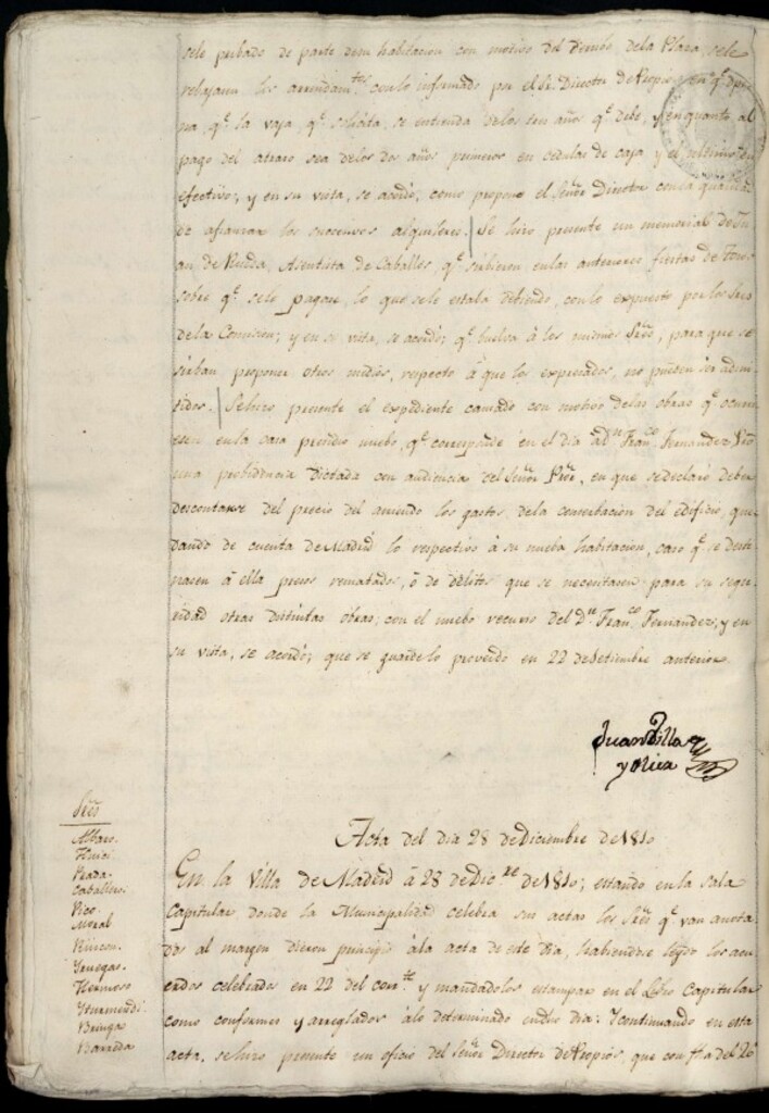 Miniatura de Libro de Acuerdos del Ayuntamiento de Madrid del 28 de diciembre de 1810