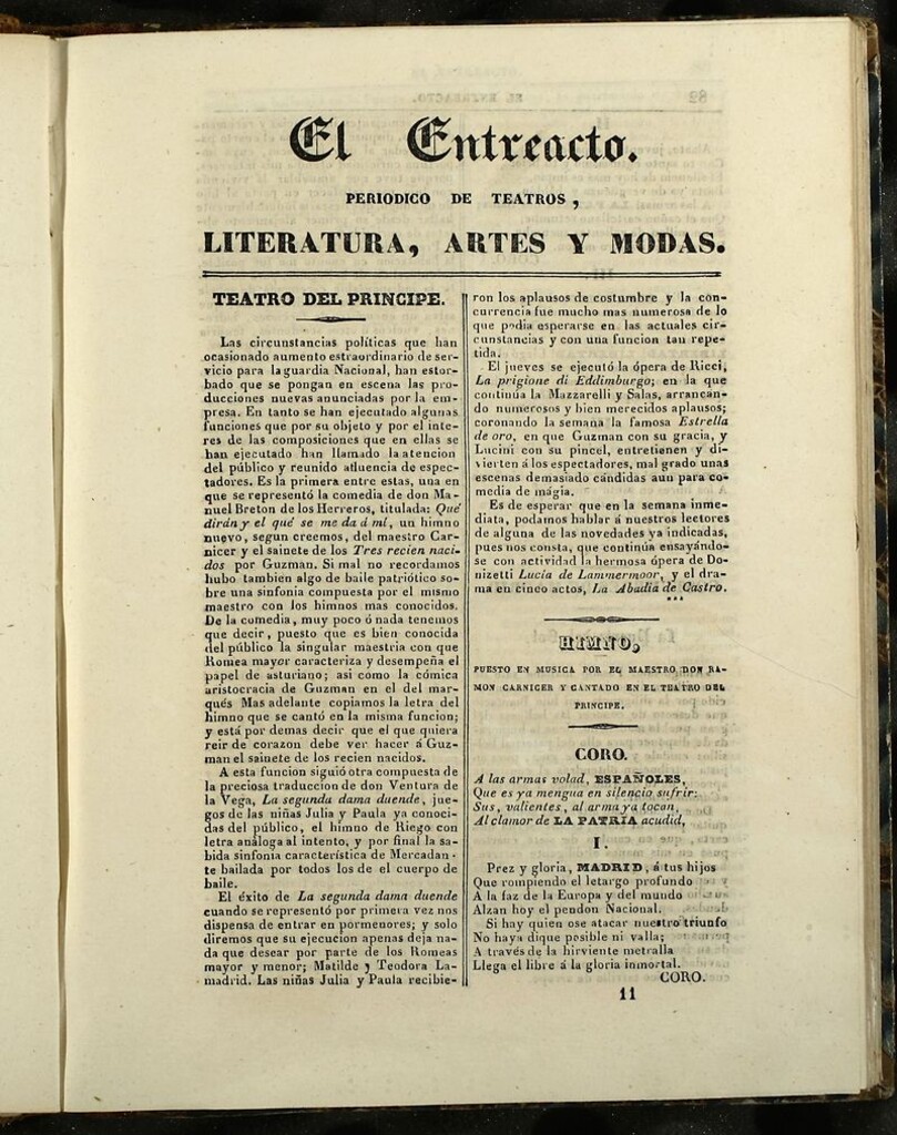 Miniatura de El Entreacto: Periódico de teatro, literatura y artes de 1840, nº 11