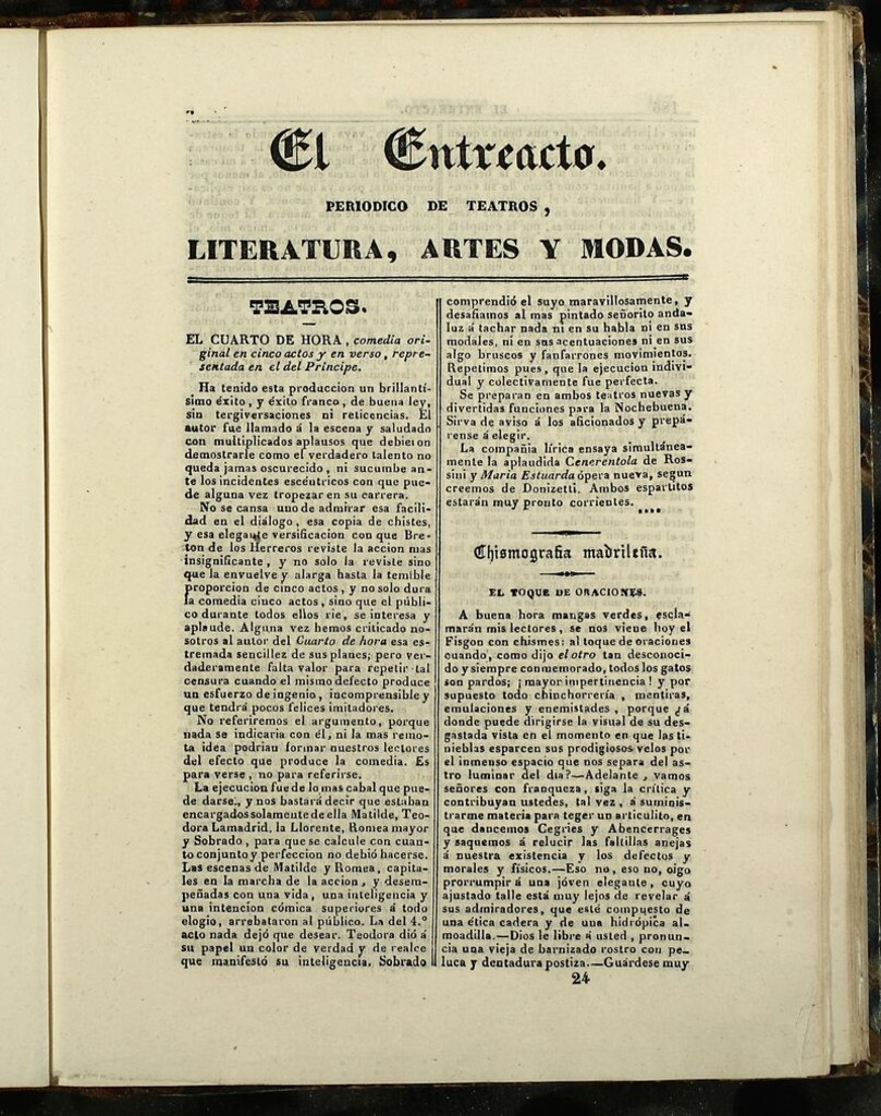 Miniatura de El Entreacto: Periódico de teatro, literatura y artes de 1840, nº 24