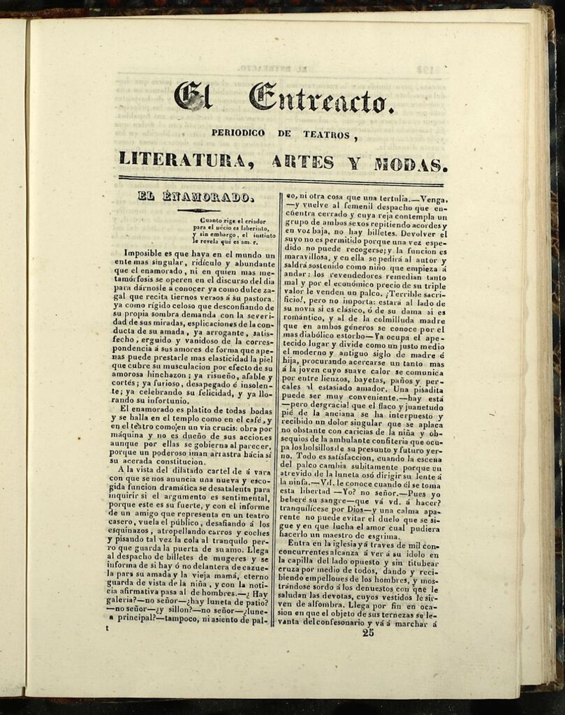 Miniatura de El Entreacto: Periódico de teatro, literatura y artes de 1840, nº 25
