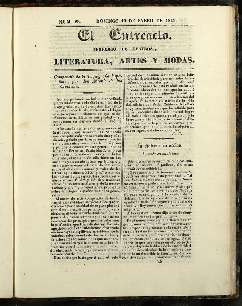 Miniatura de El Entreacto: Periódico de teatro, literatura y artes del 10 de enero 1841