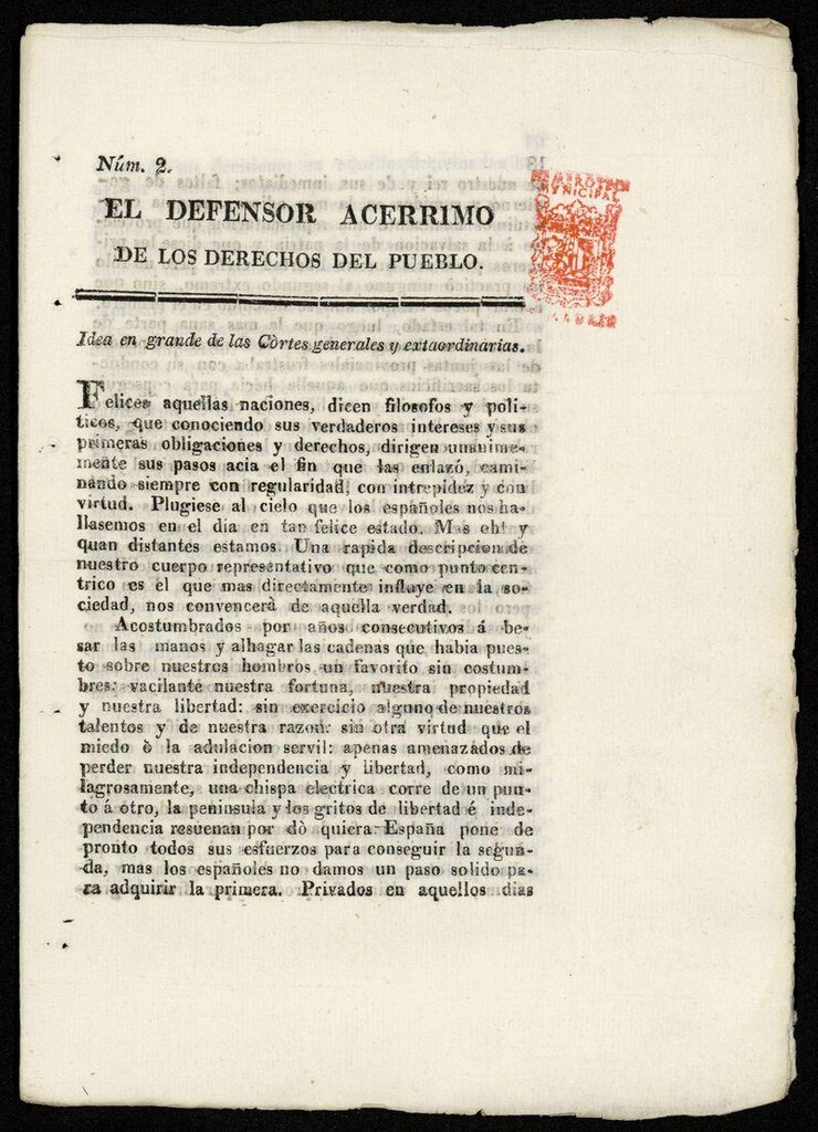 Miniatura de El Defensor Acérrimo de los Derechos del Pueblo. Núm 2