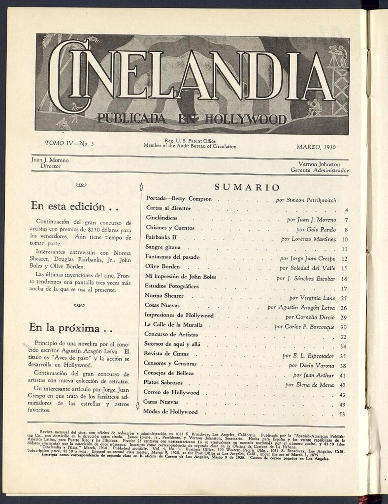 Miniatura de Cinelandia y Films : La Mejor Revista Cinematográfica. Marzo 1930
