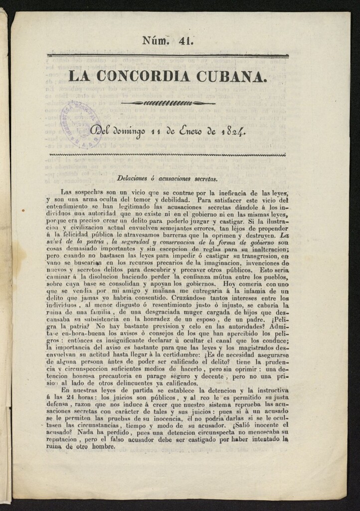 Miniatura de La Concordia Cubana