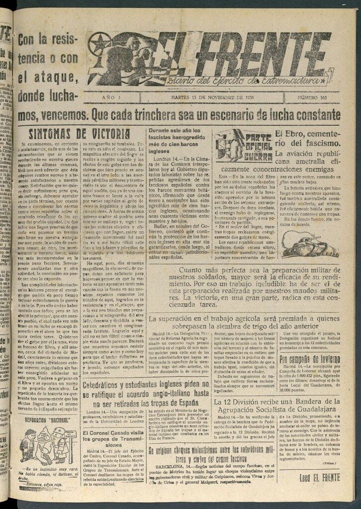 Miniatura de El Frente: diario del Ejército de Extremadura del 16 de noviembre de 1938