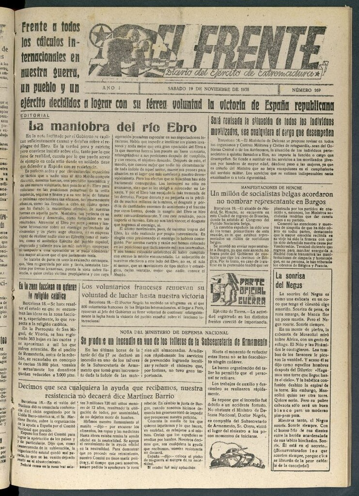 Miniatura de El Frente: diario del Ejército de Extremadura del 19 de noviembre de 1938