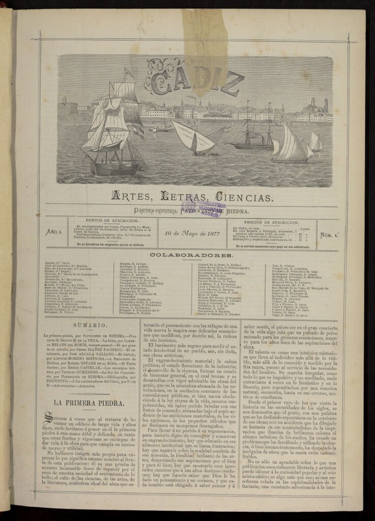 Miniatura de Cádiz: letras, ciencias y artes