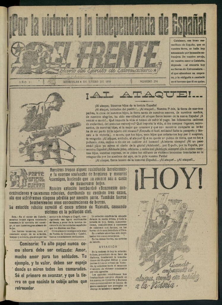 Miniatura de El Frente: diario del Ejército de Extremadura del 4 de enero de 1939