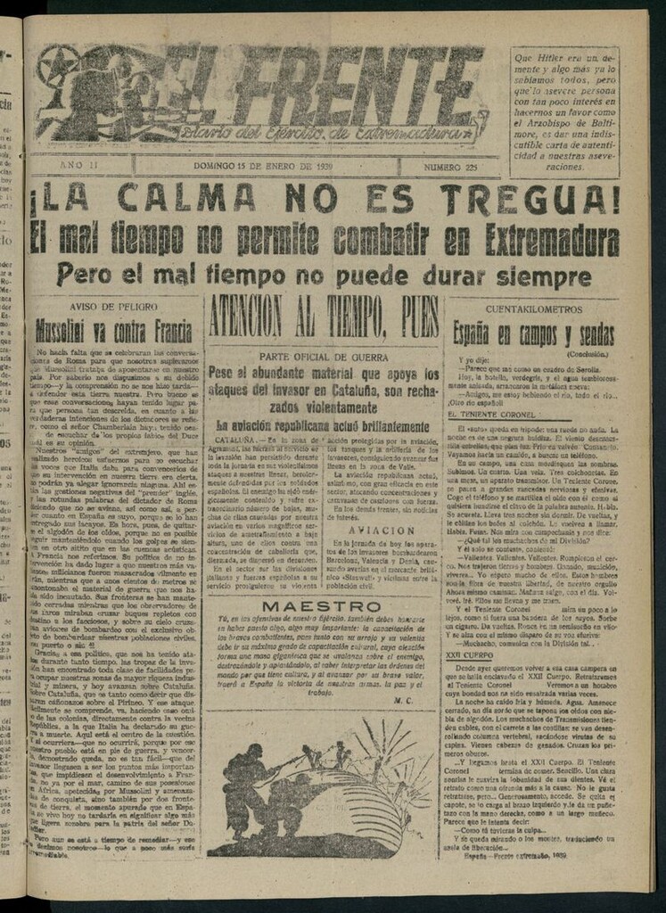 Miniatura de El Frente: diario del Ejército de Extremadura del 15 de enero de 1939