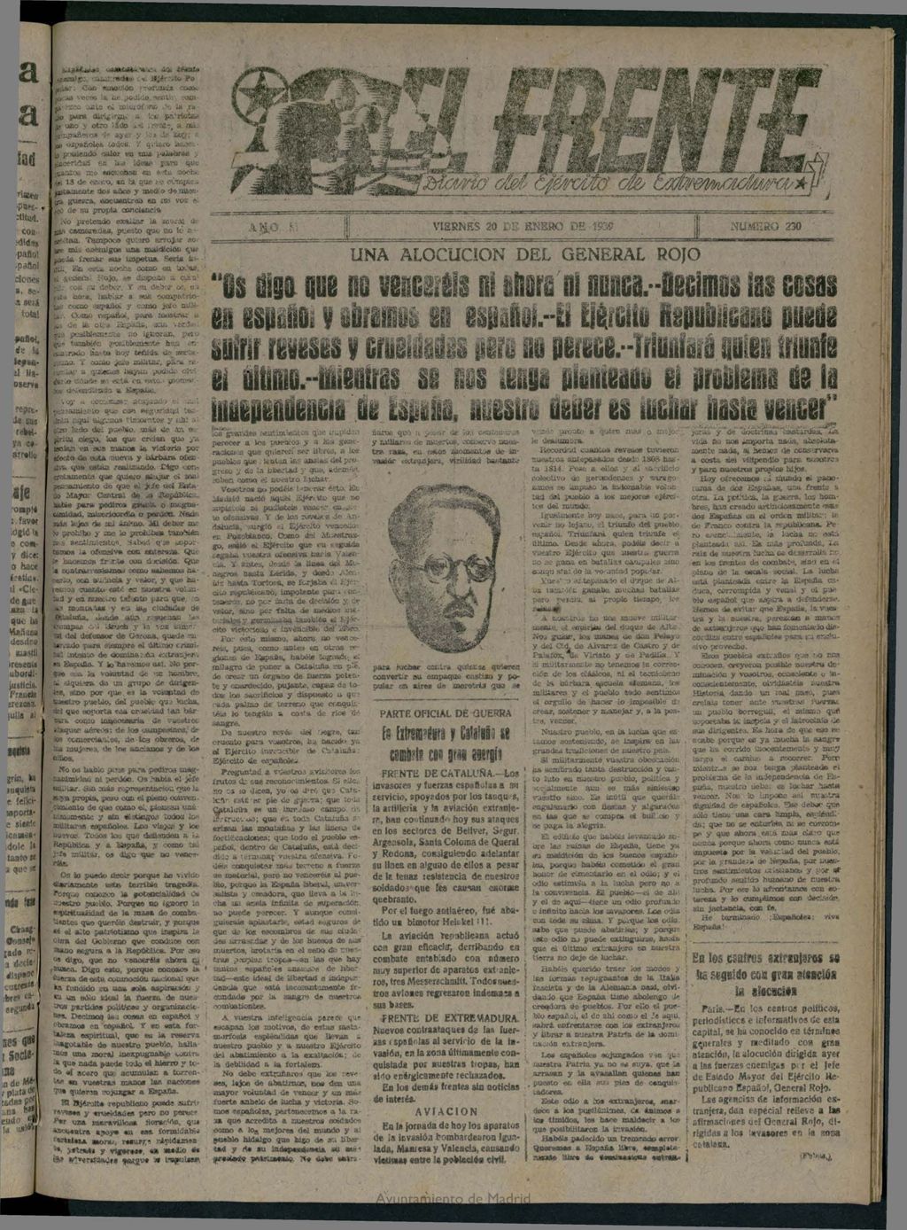 Miniatura de El Frente: diario del Ejército de Extremadura del 20 de enero de 1939