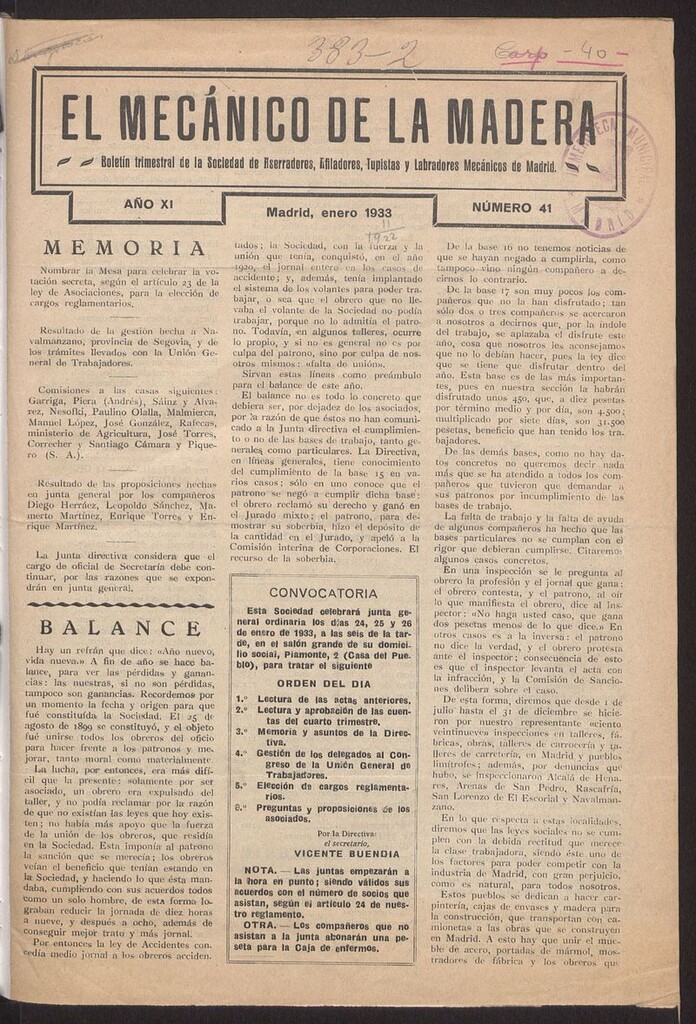 Miniatura de El Mecánico de la Madera de enero de 1933. Número 41
