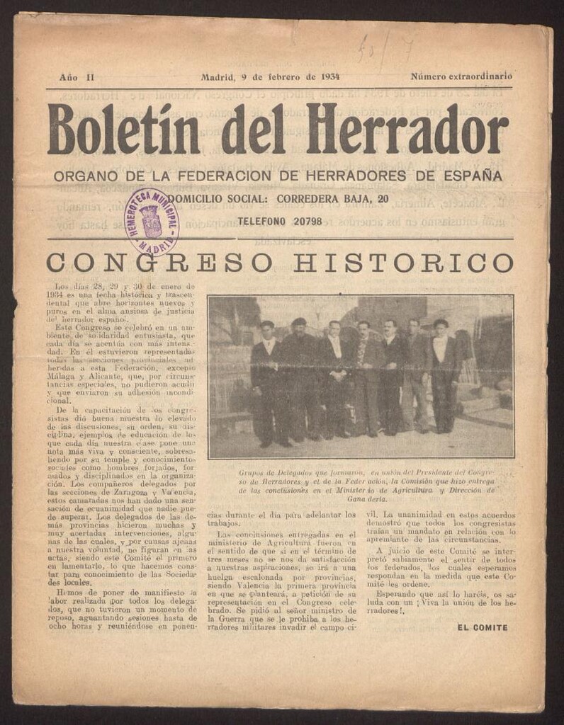 Miniatura de Boletín del Herrador del 9 de febrero de 1934, nº extraordinario